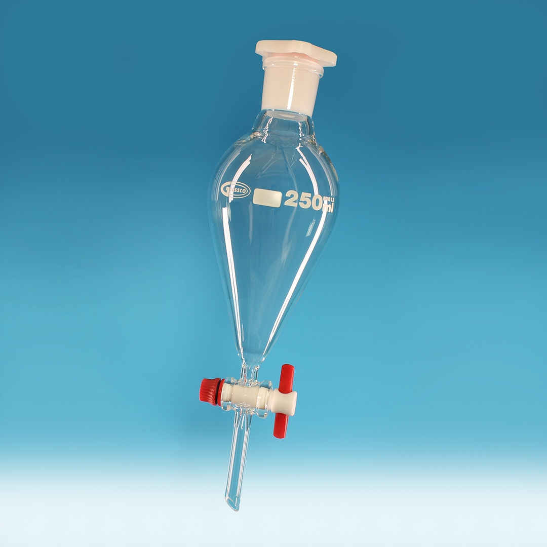 8S152-Funnel-Separating-Funnel-Pear-Shape-Clear-PE-Stopper-PTFE-Stopcock-Borosilicate-Glass-3.3